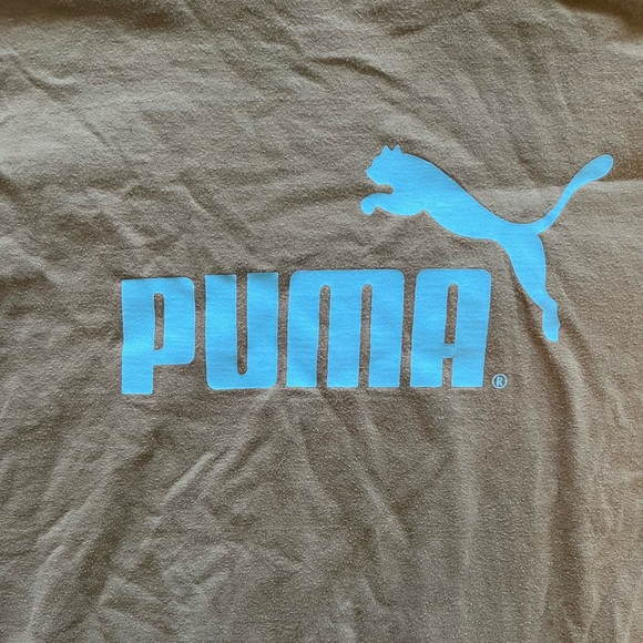 PUMA Beige + Light Blue Tshirt - Picture 2 of 4